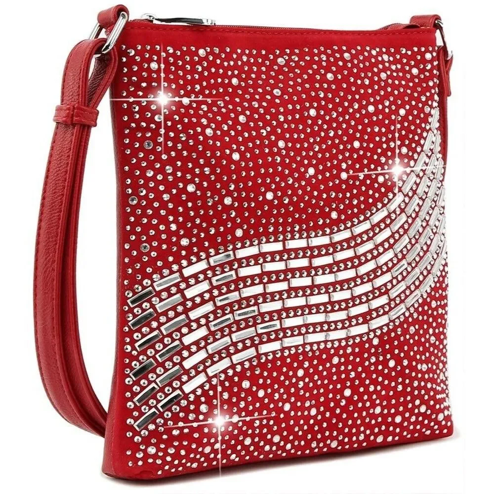 Handbags Clutch Purses for Women Red Wave Medium Crossbody Bag Cell Phone Purse